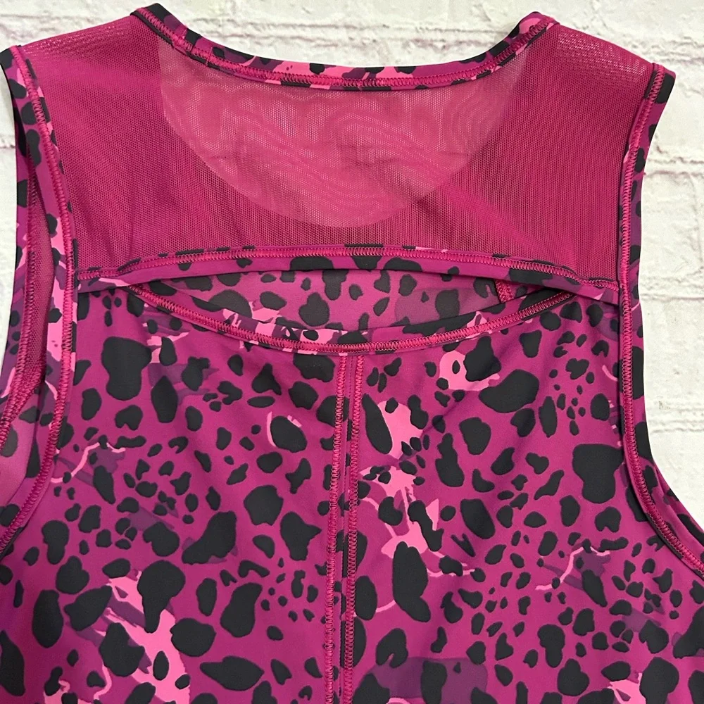 Lululemon Sculpt Workout Performance Tank Small Purple Cheetah Print Reflective